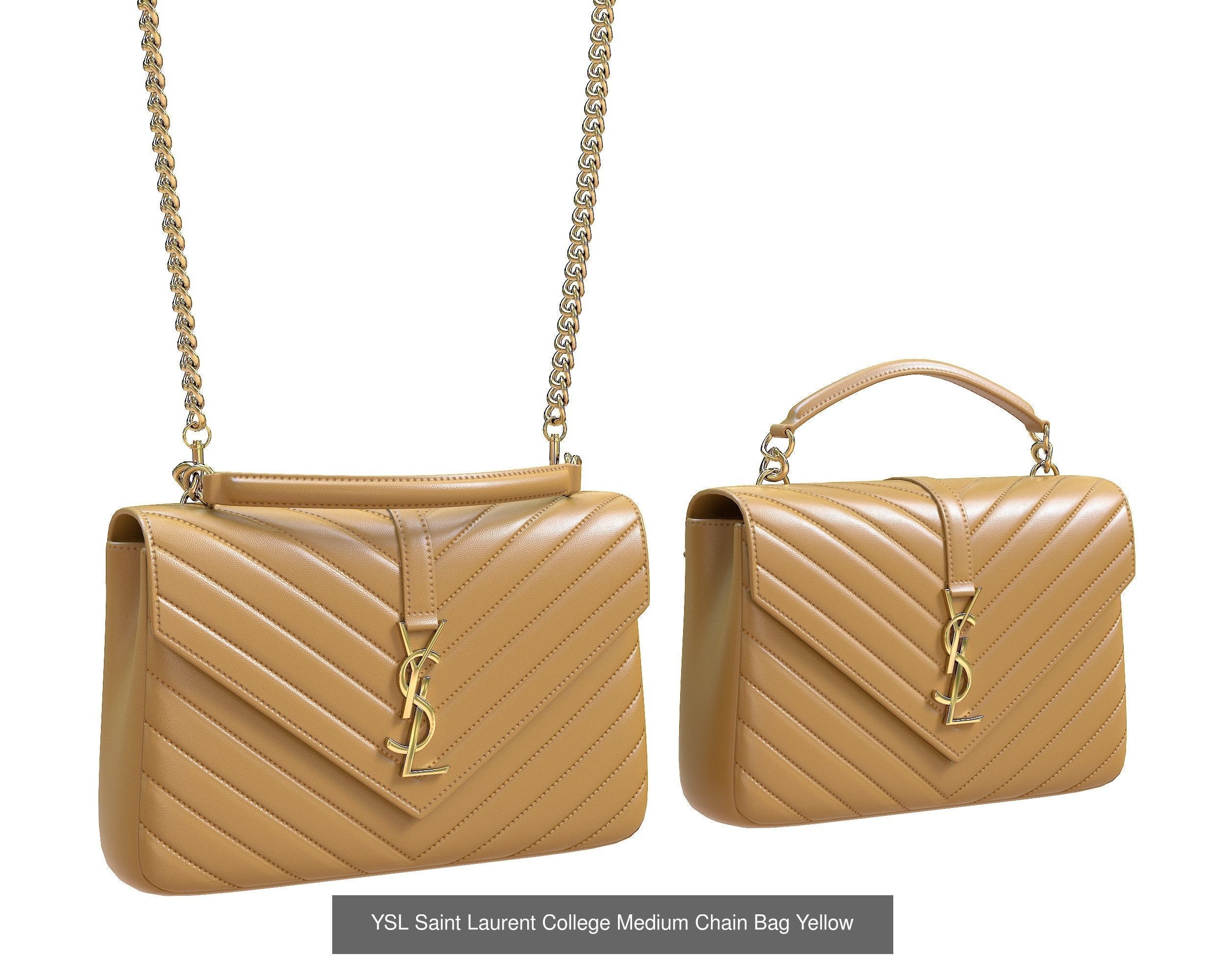 YSL Saint Laurent College Medium Chain Bags 3D Model Collection_8