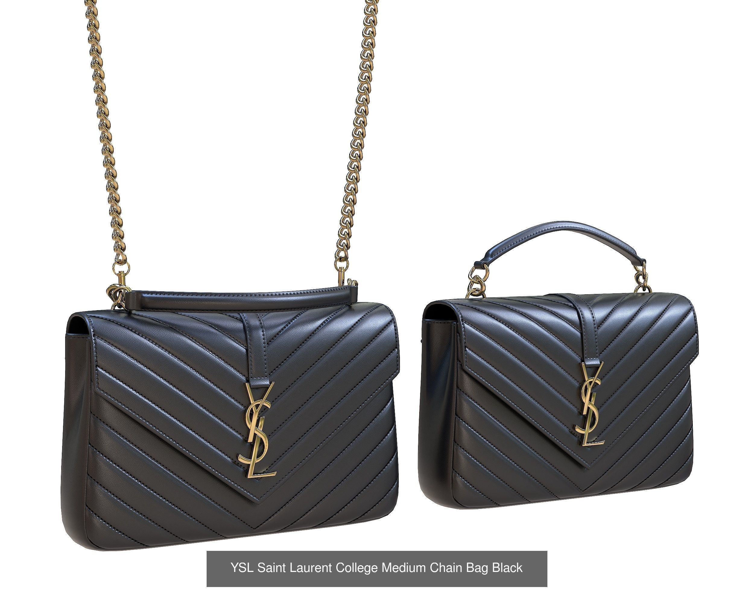 YSL Saint Laurent College Medium Chain Bags 3D Model Collection_6
