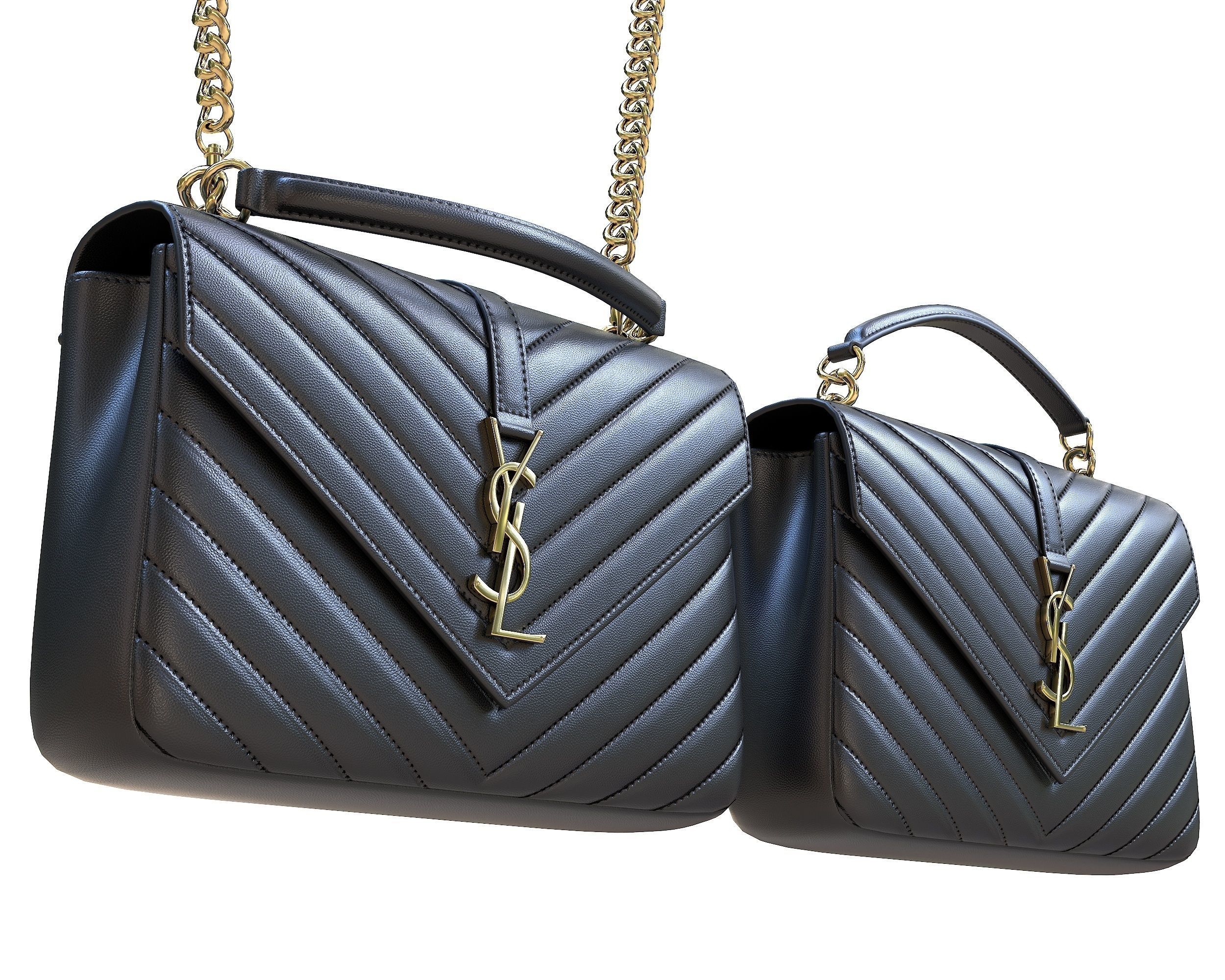 YSL Saint Laurent College Medium Chain Bags 3D Model Collection_26