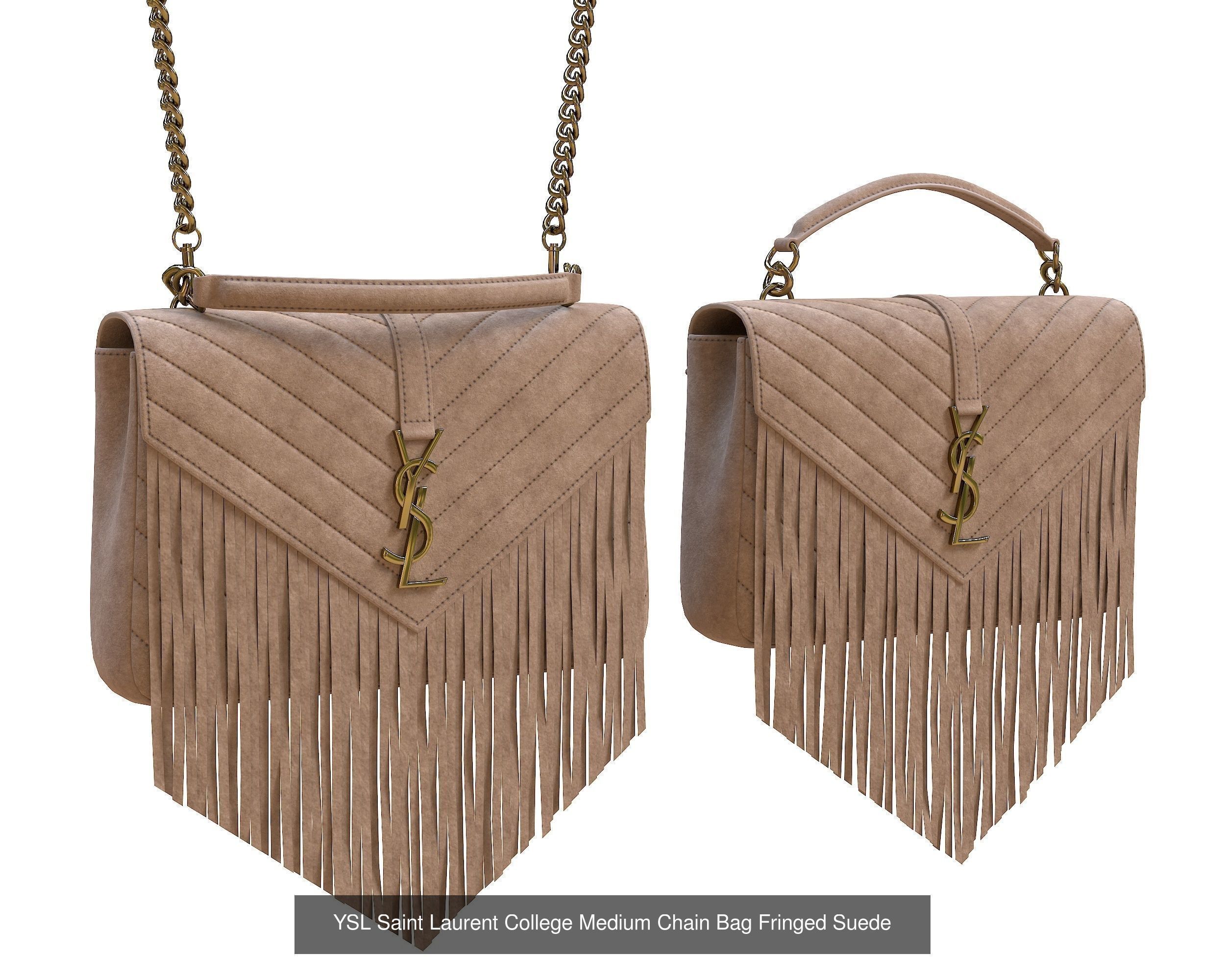 YSL Saint Laurent College Medium Chain Bags 3D Model Collection_10