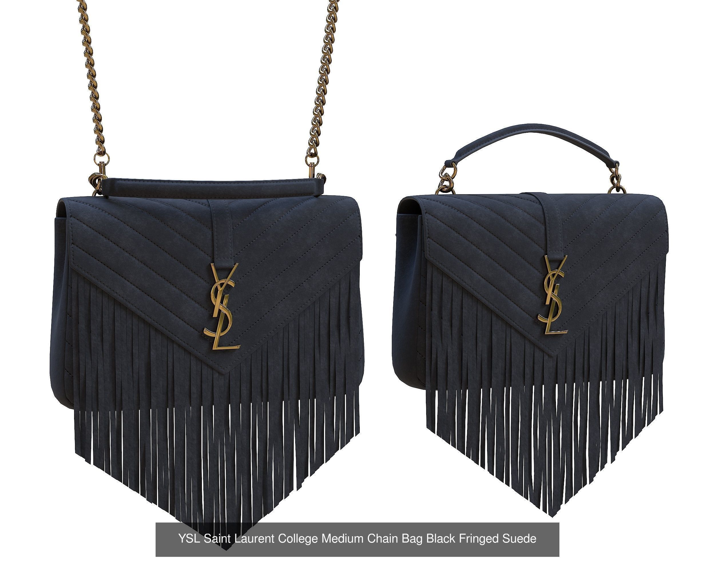 YSL Saint Laurent College Medium Chain Bags 3D Model Collection_11