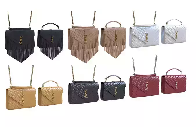 YSL Saint Laurent College Medium Chain Bags 3D Model Collection