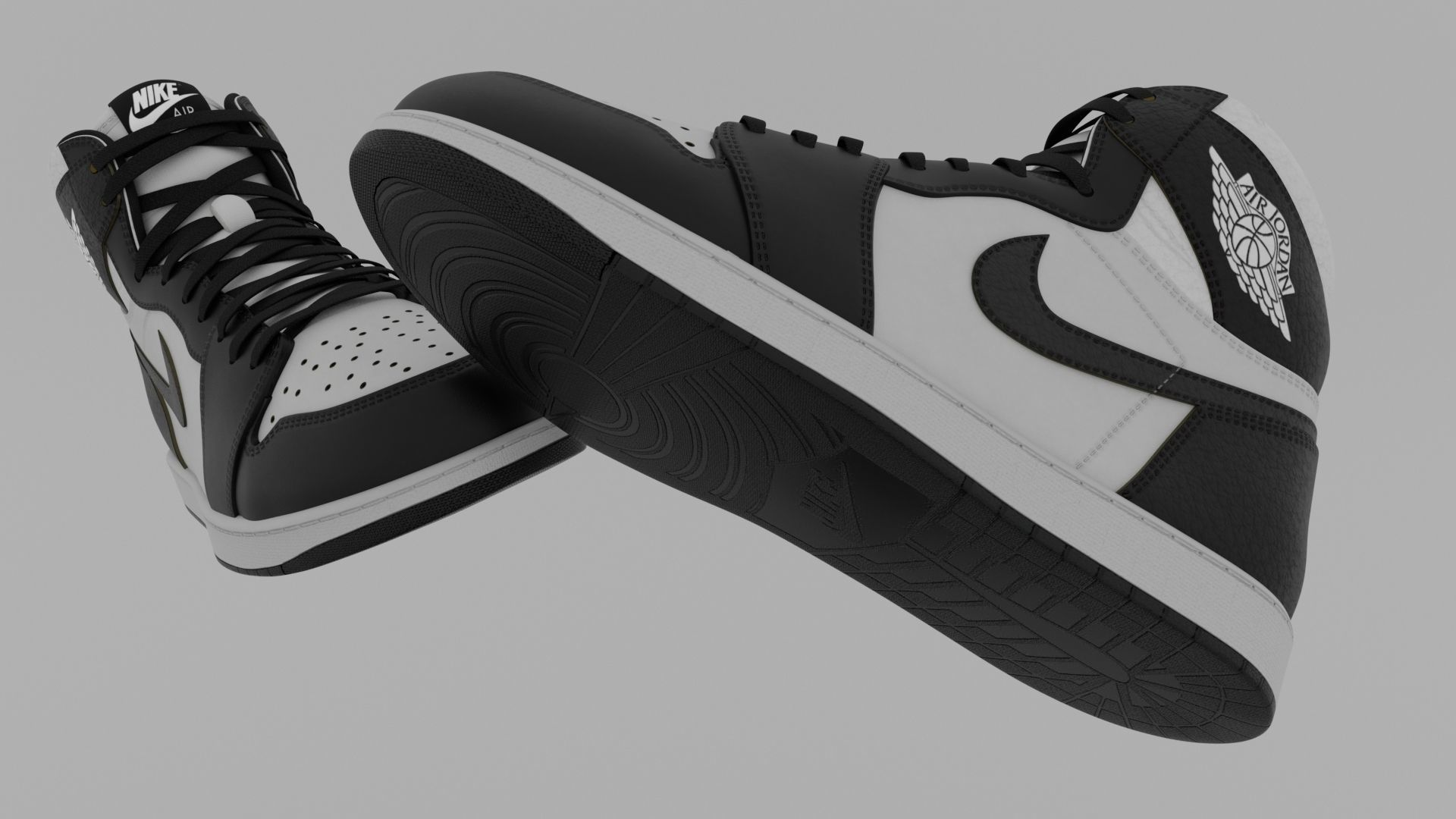 AirJordan 1 Retro HighOG Black White 3D model_1