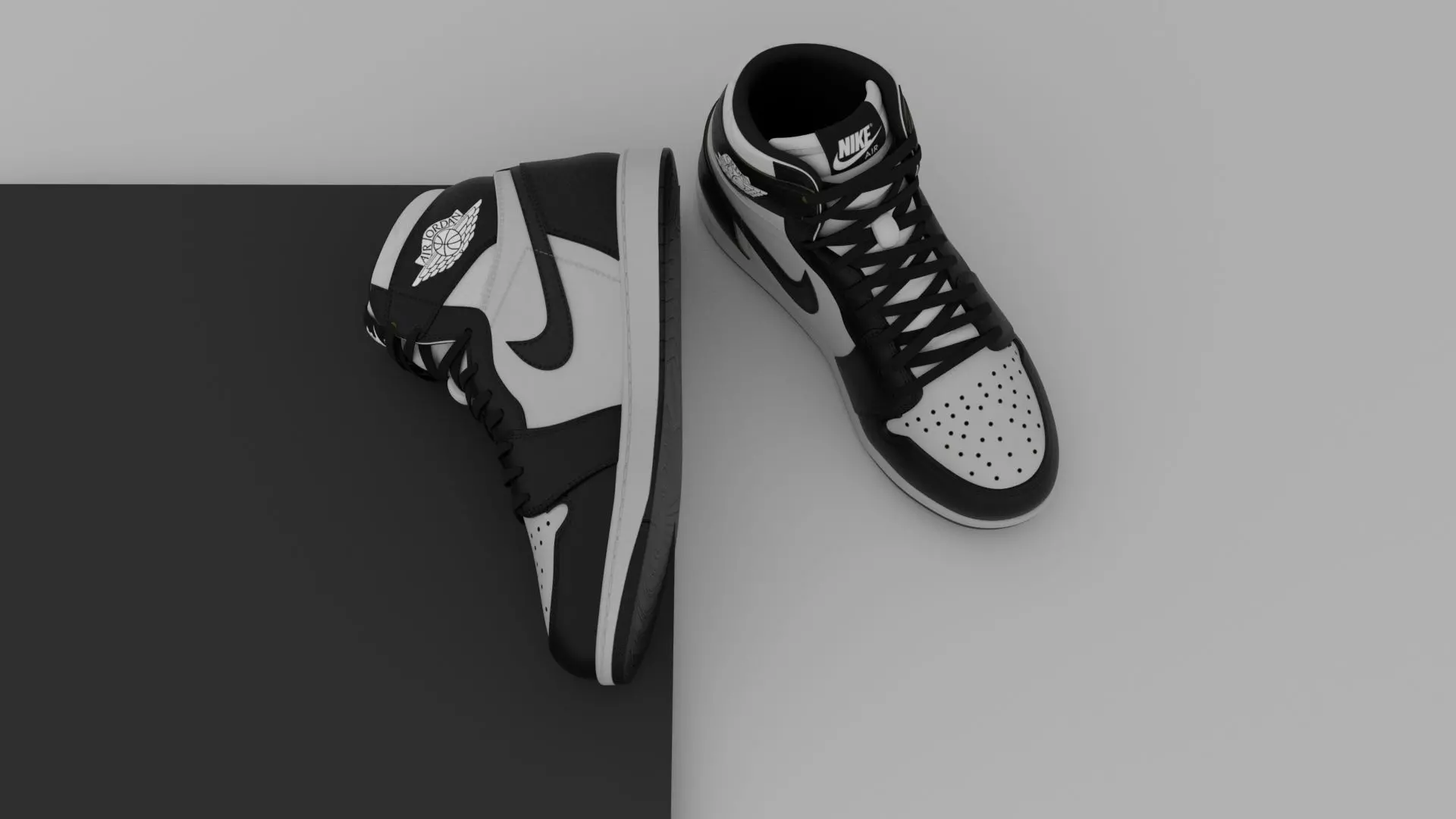 AirJordan 1 Retro HighOG Black White 3D model_0