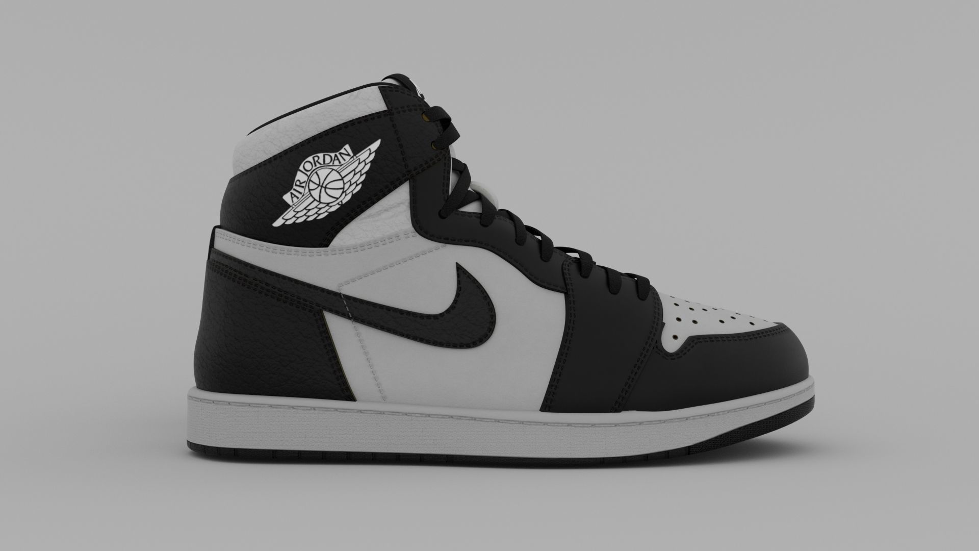 AirJordan 1 Retro HighOG Black White 3D model_2