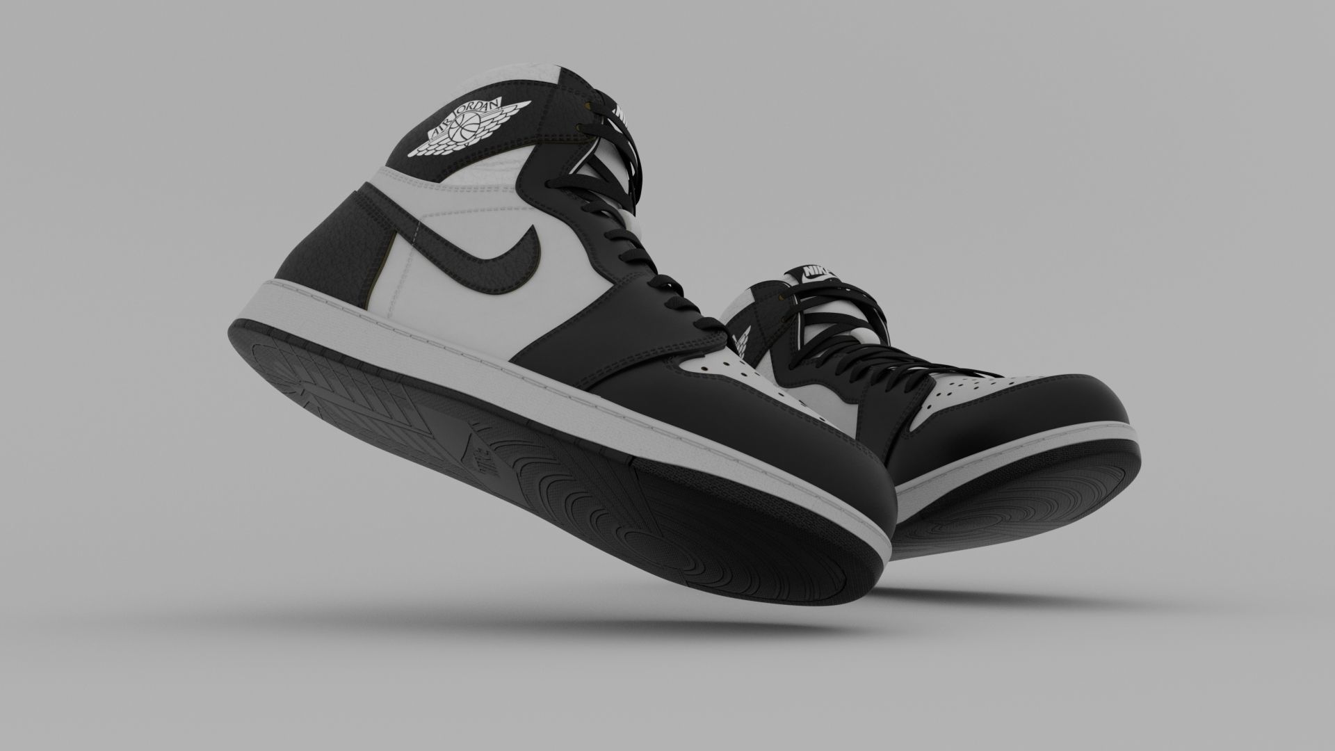 AirJordan 1 Retro HighOG Black White 3D model_3