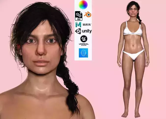 Realistic Arab Woman 4K High detail Low-poly 3D model
