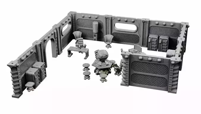 Sci Fi Office Including Modular Walls tabletop terrain