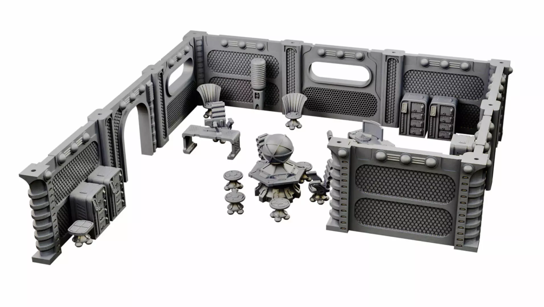 Sci Fi Office Including Modular Walls tabletop terrain 3D print model