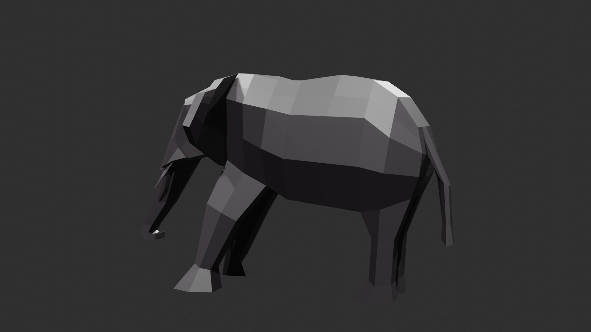 Elephant low poly Low-poly 3D model_2