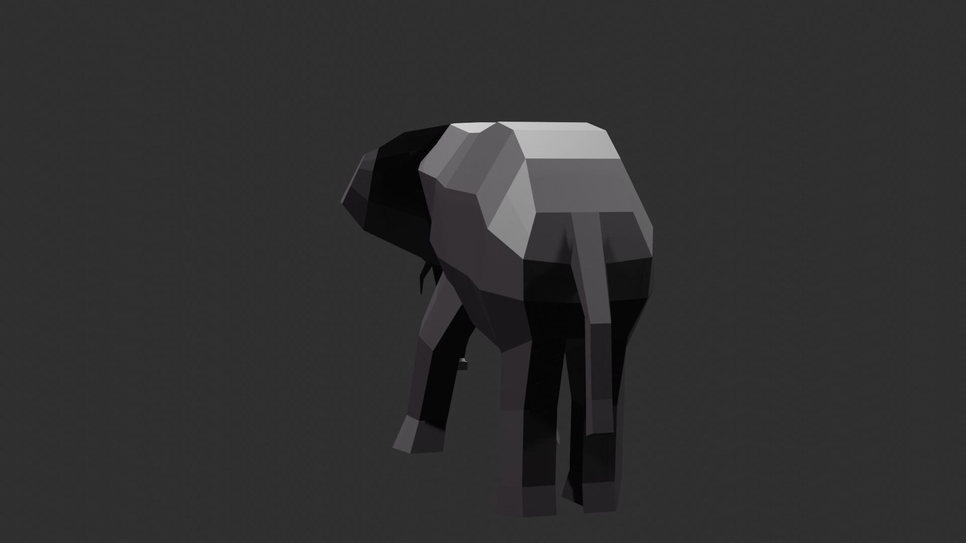 Elephant low poly Low-poly 3D model_8