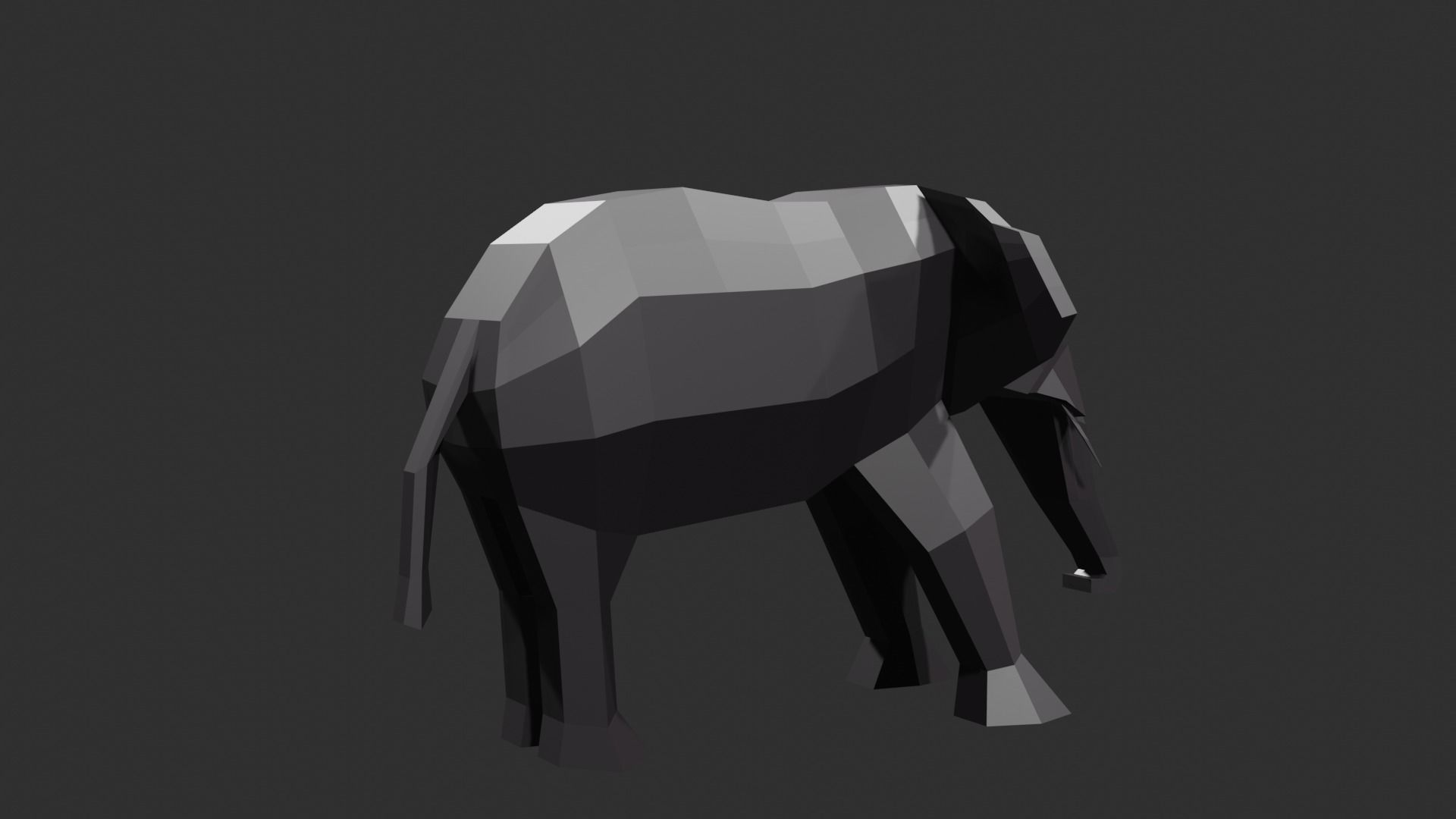 Elephant low poly Low-poly 3D model_5