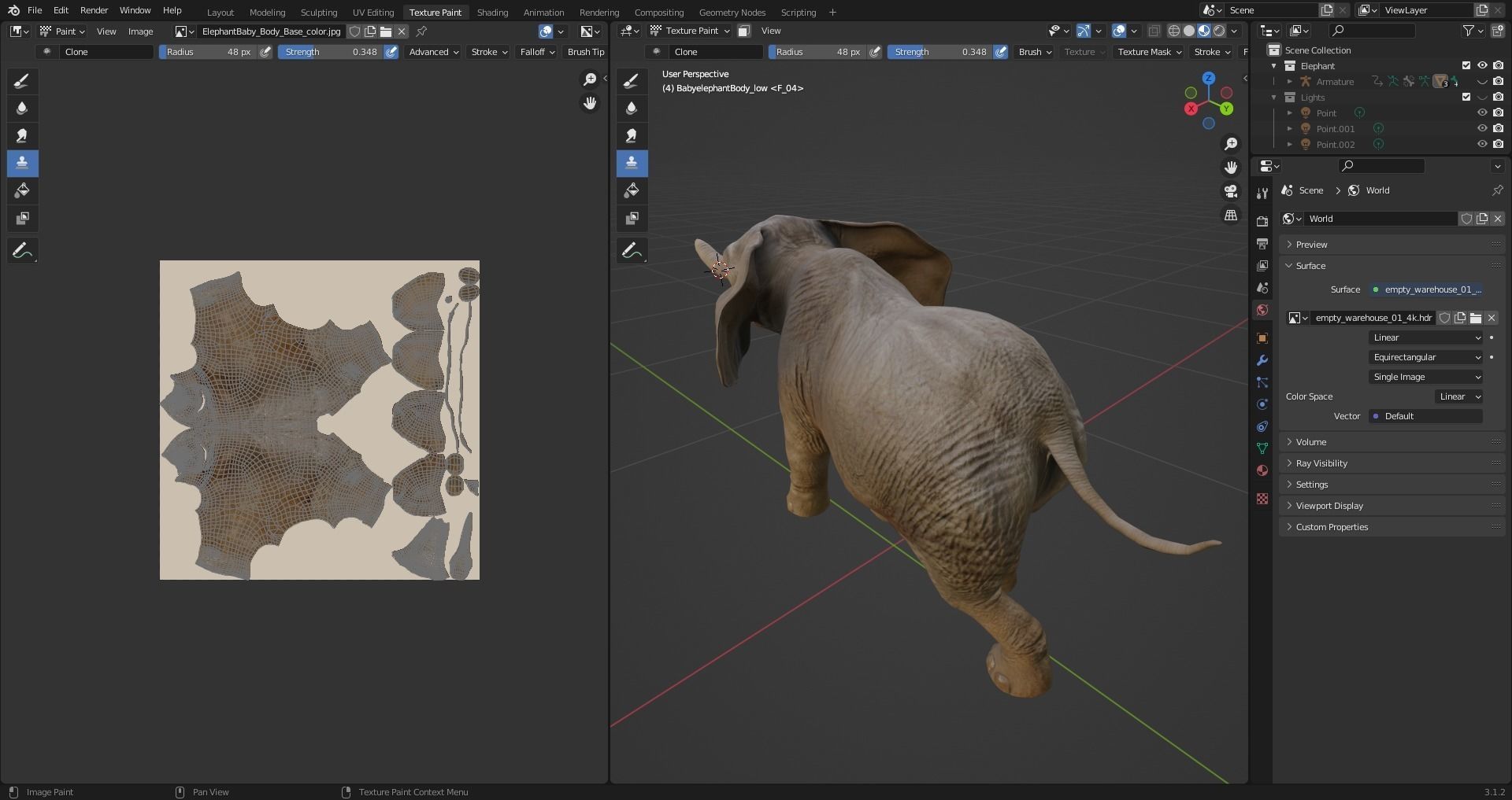 Baby Elephant Rigged and Animation Unity V02 Low-poly 3D model_19
