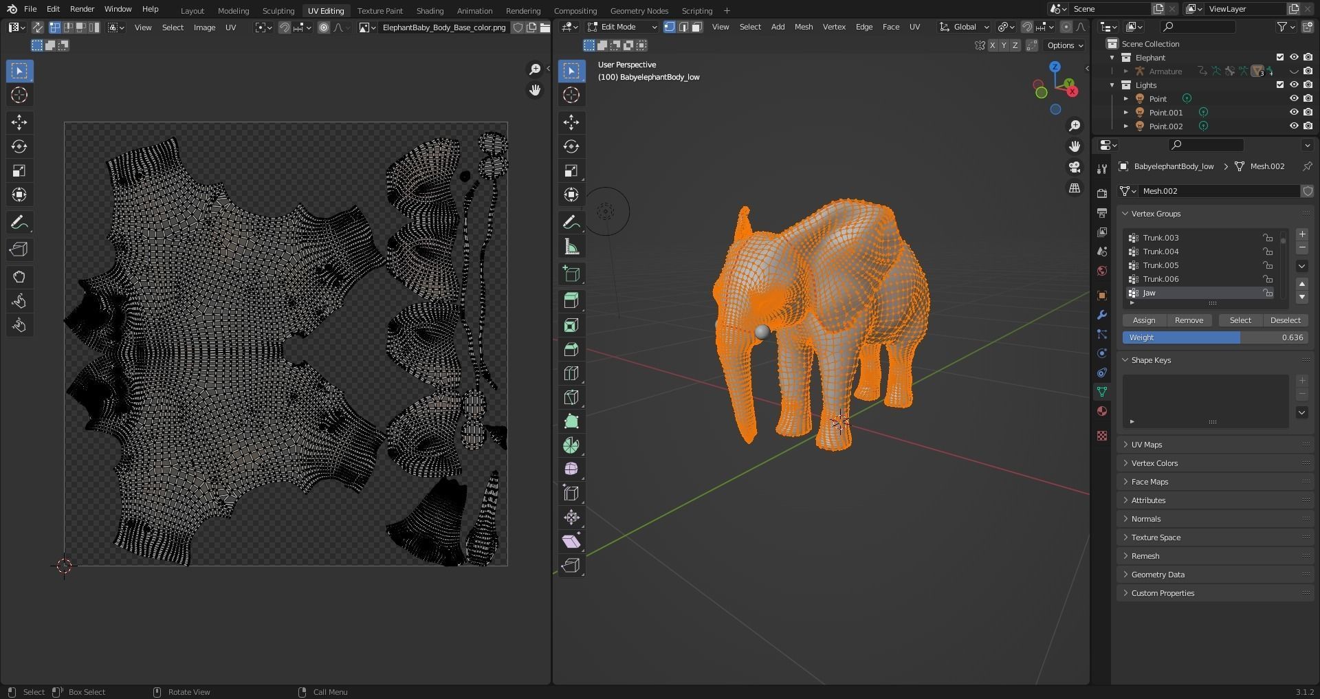 Baby Elephant Rigged and Animation Unity V02 Low-poly 3D model_16