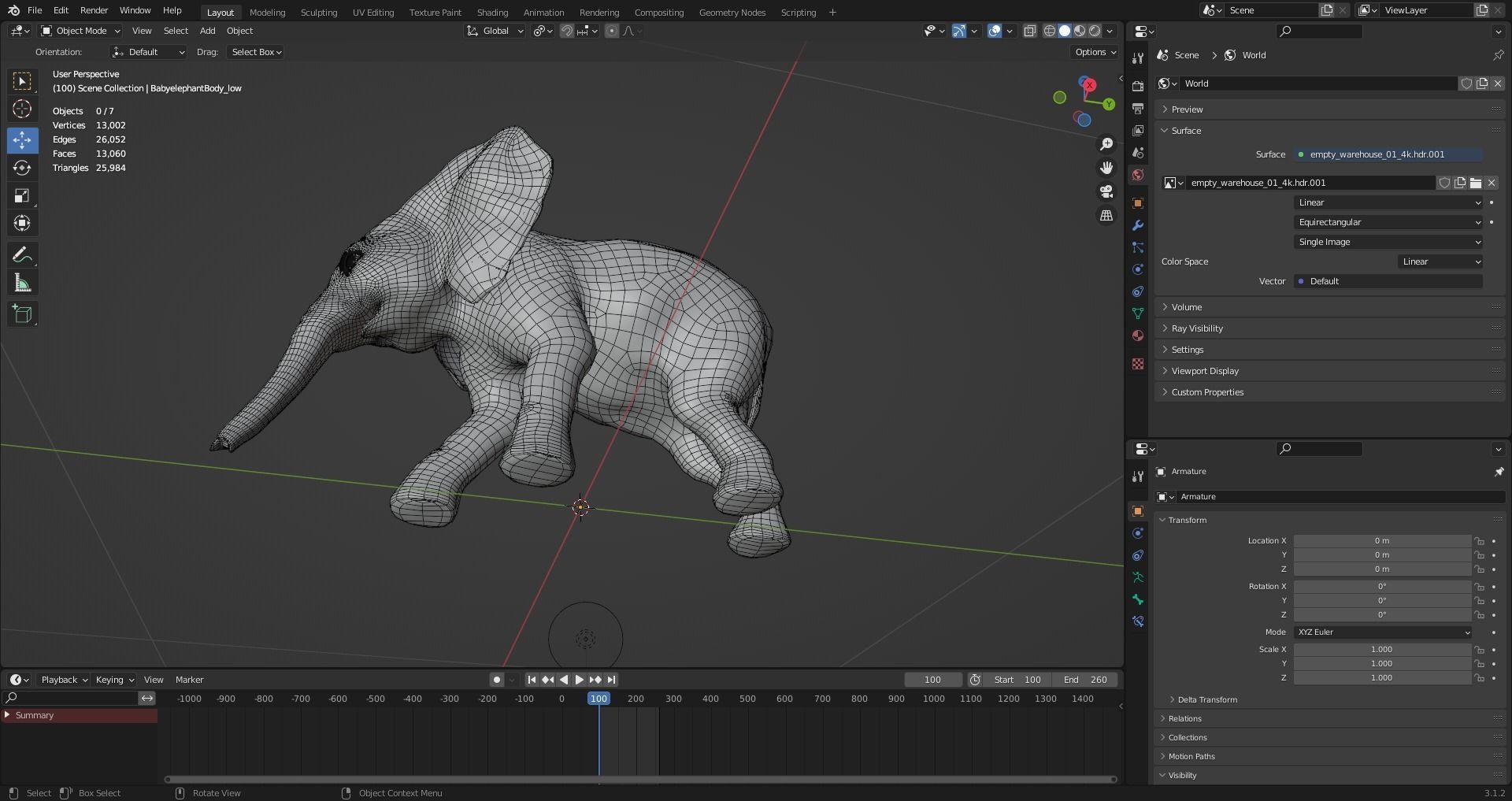 Baby Elephant Rigged and Animation Unity V02 Low-poly 3D model_21