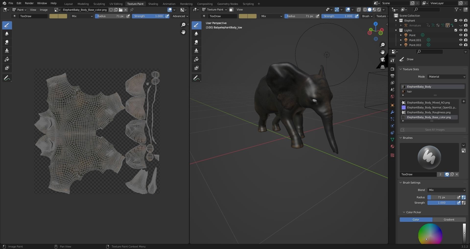 Baby Elephant Rigged and Animation Unity V02 Low-poly 3D model_17