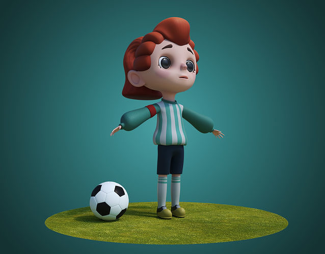 Cartoon Sport Girl Nina Rig 3D model