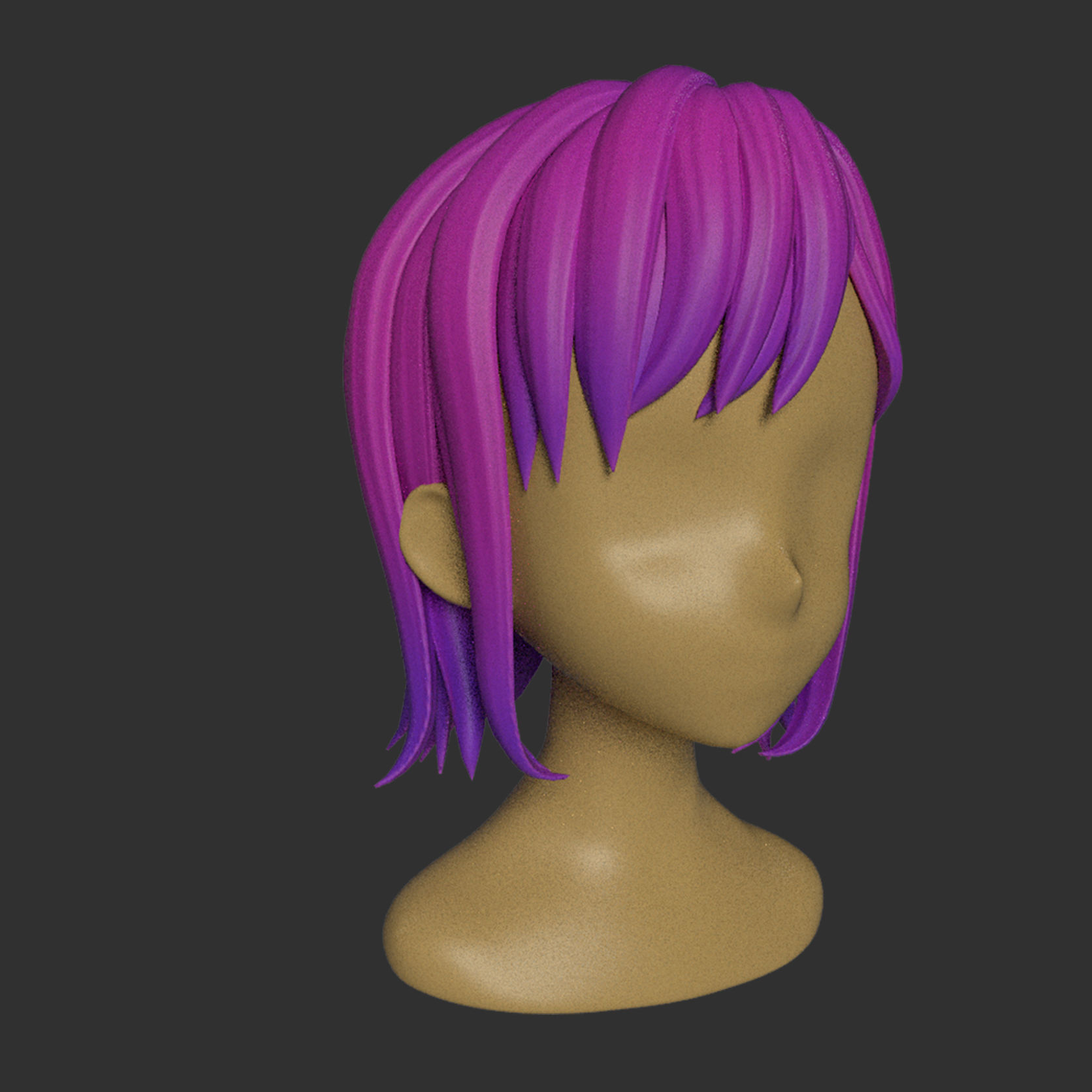 Hair Style Low-poly 3D model_2