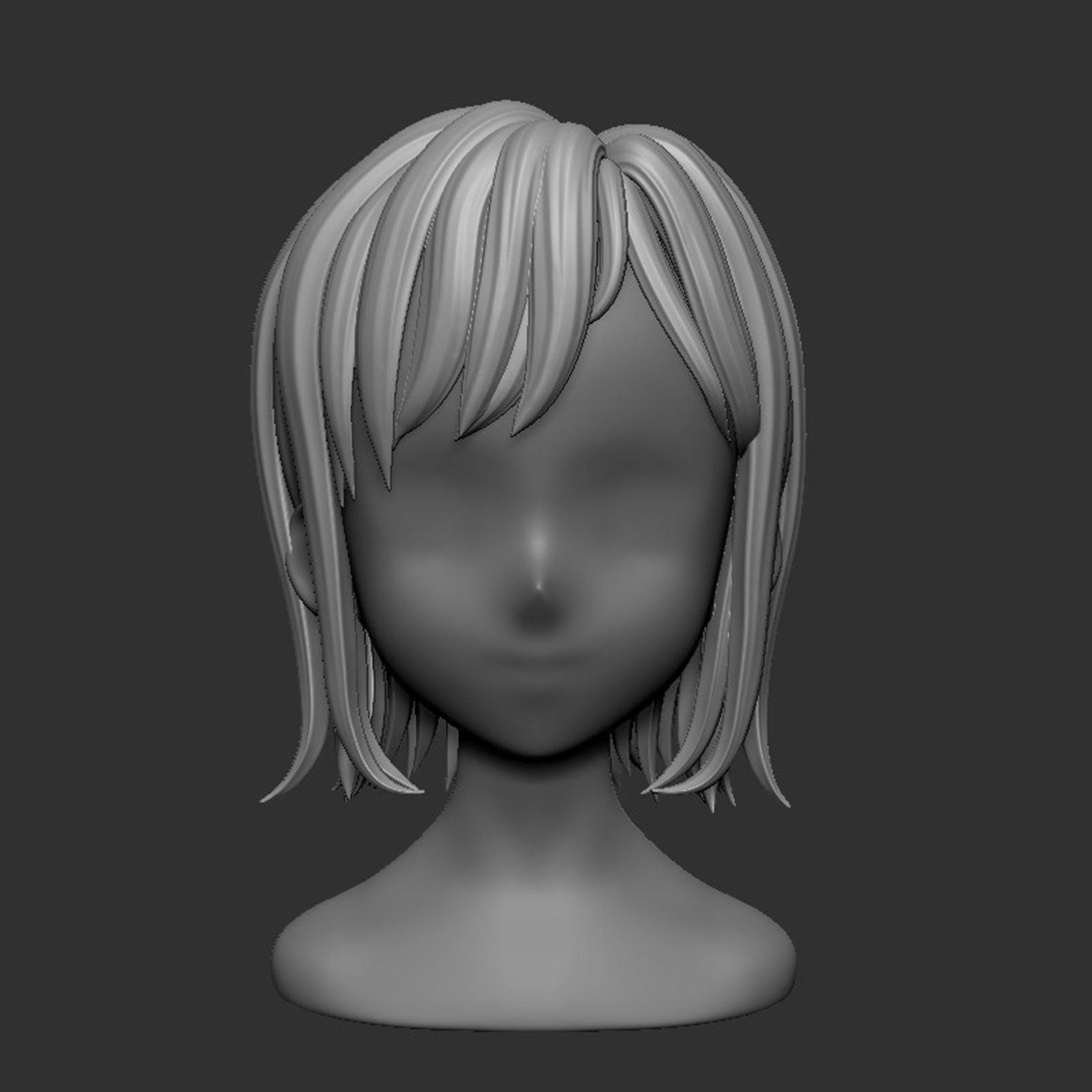 Hair Style Low-poly 3D model_7