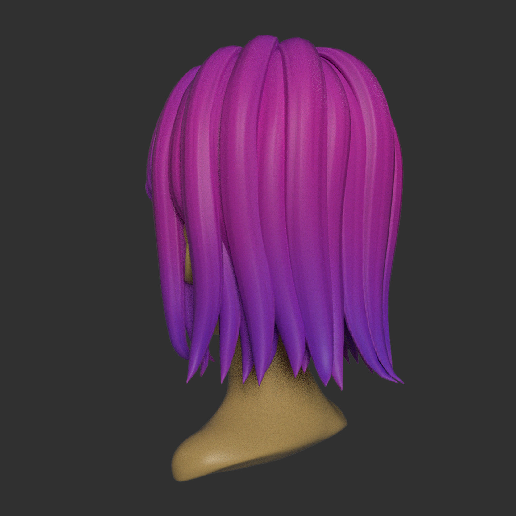 Hair Style Low-poly 3D model_5