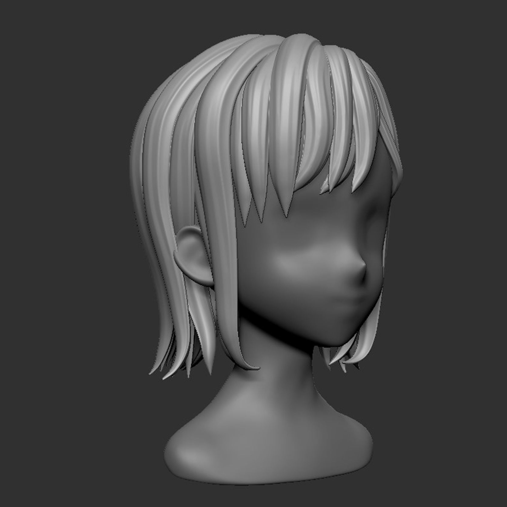 Hair Style Low-poly 3D model_8