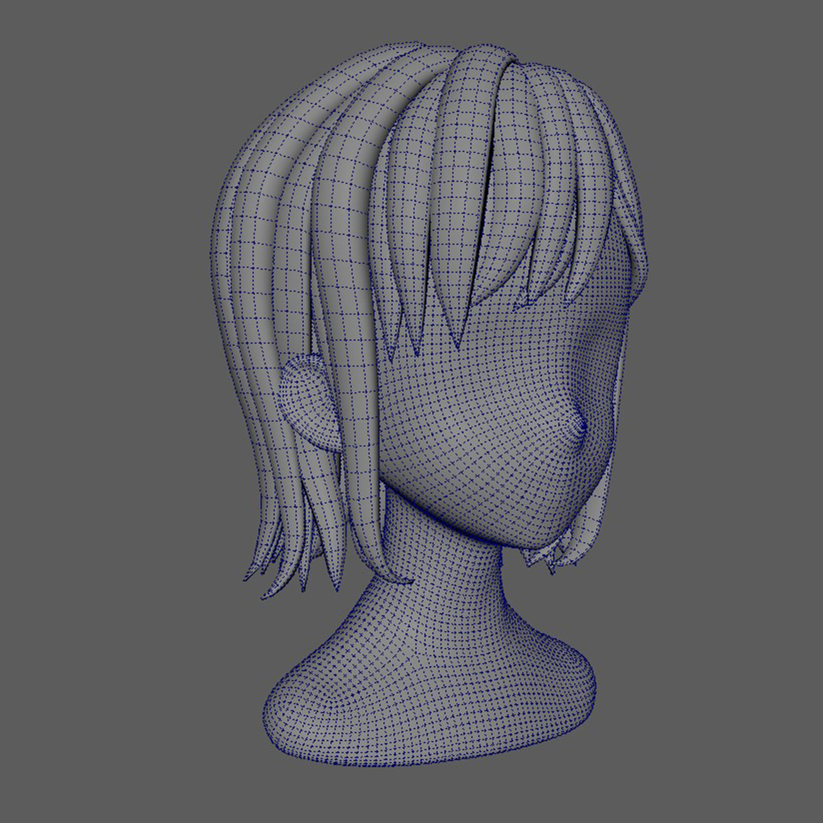 Hair Style Low-poly 3D model_16
