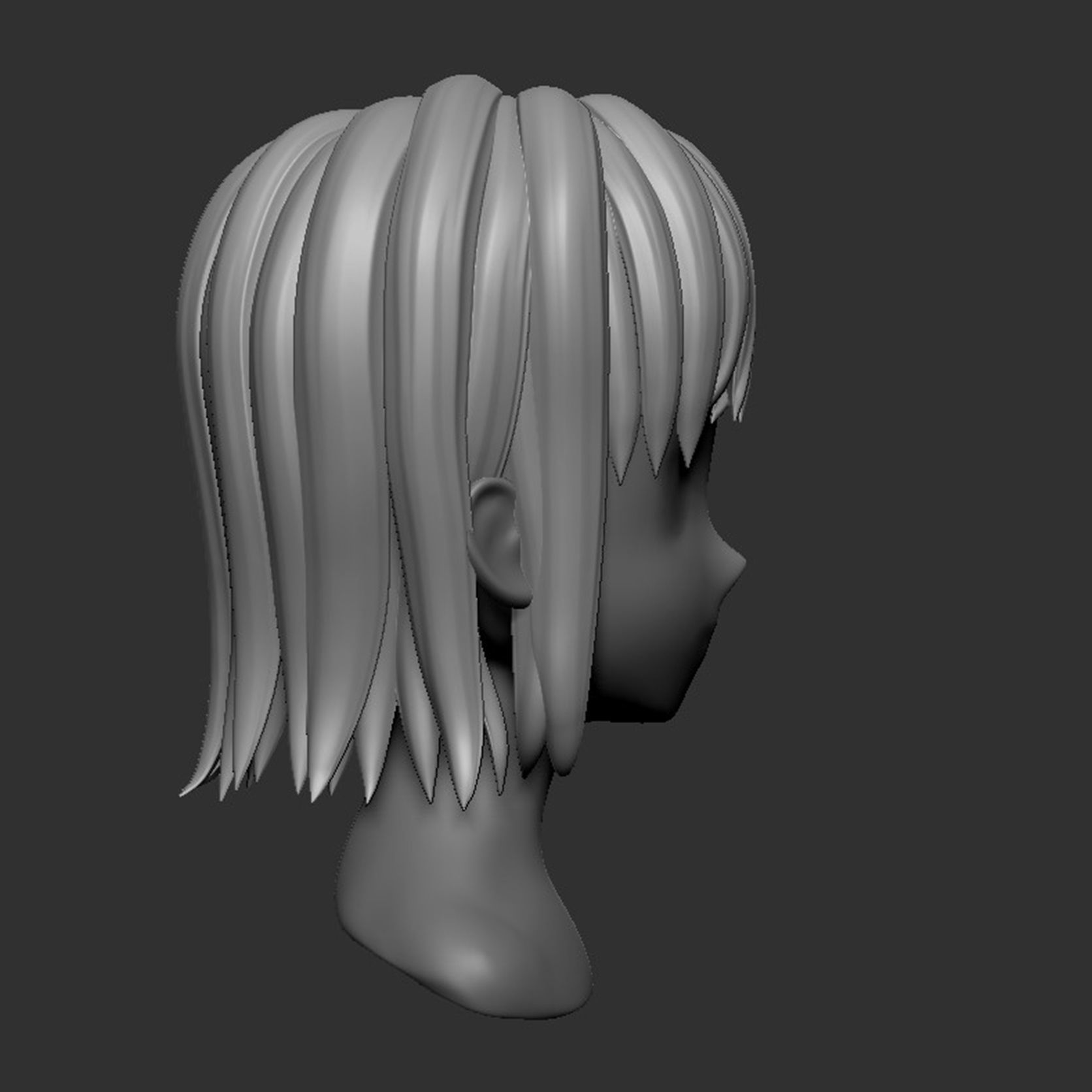 Hair Style Low-poly 3D model_9