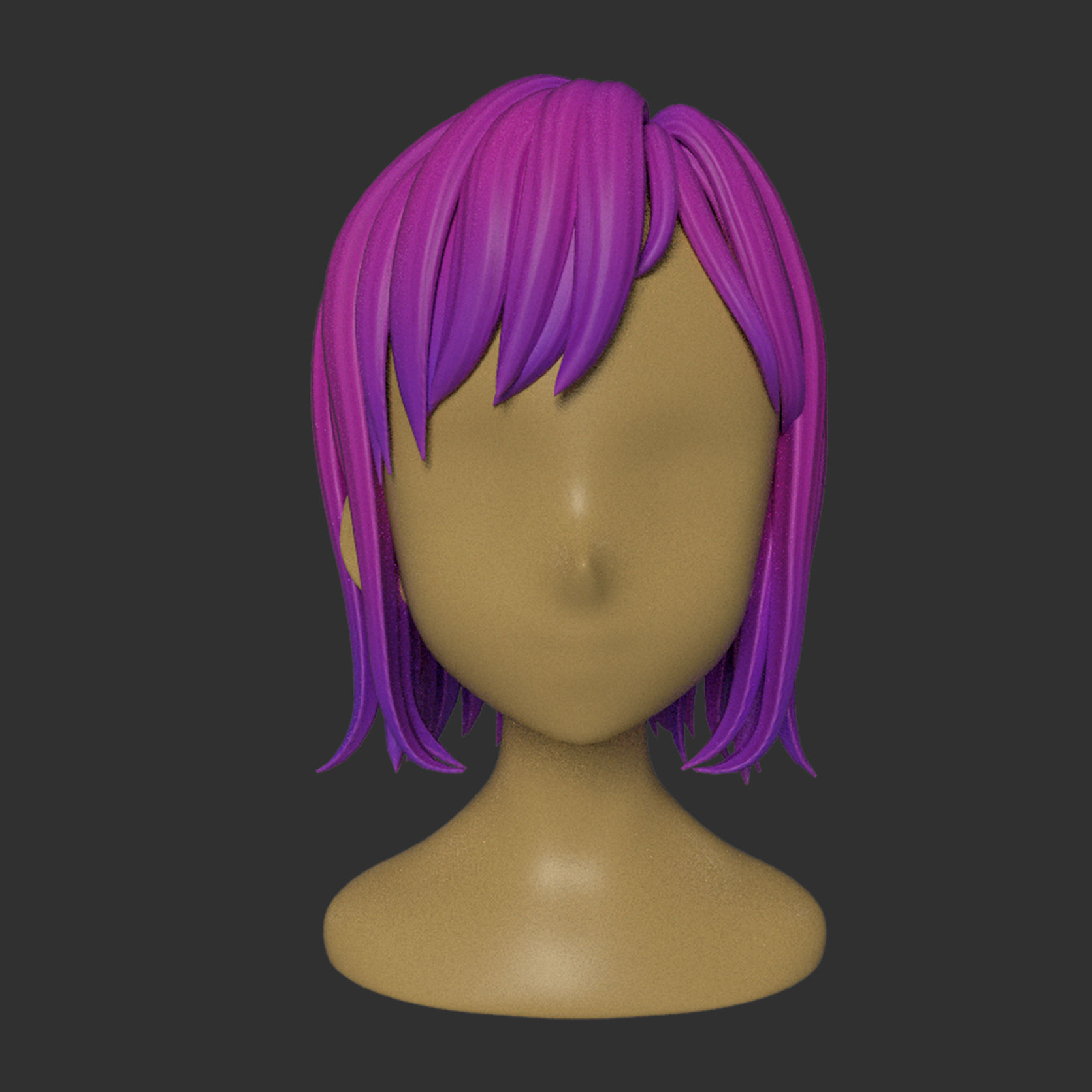 Hair Style Low-poly 3D model_1