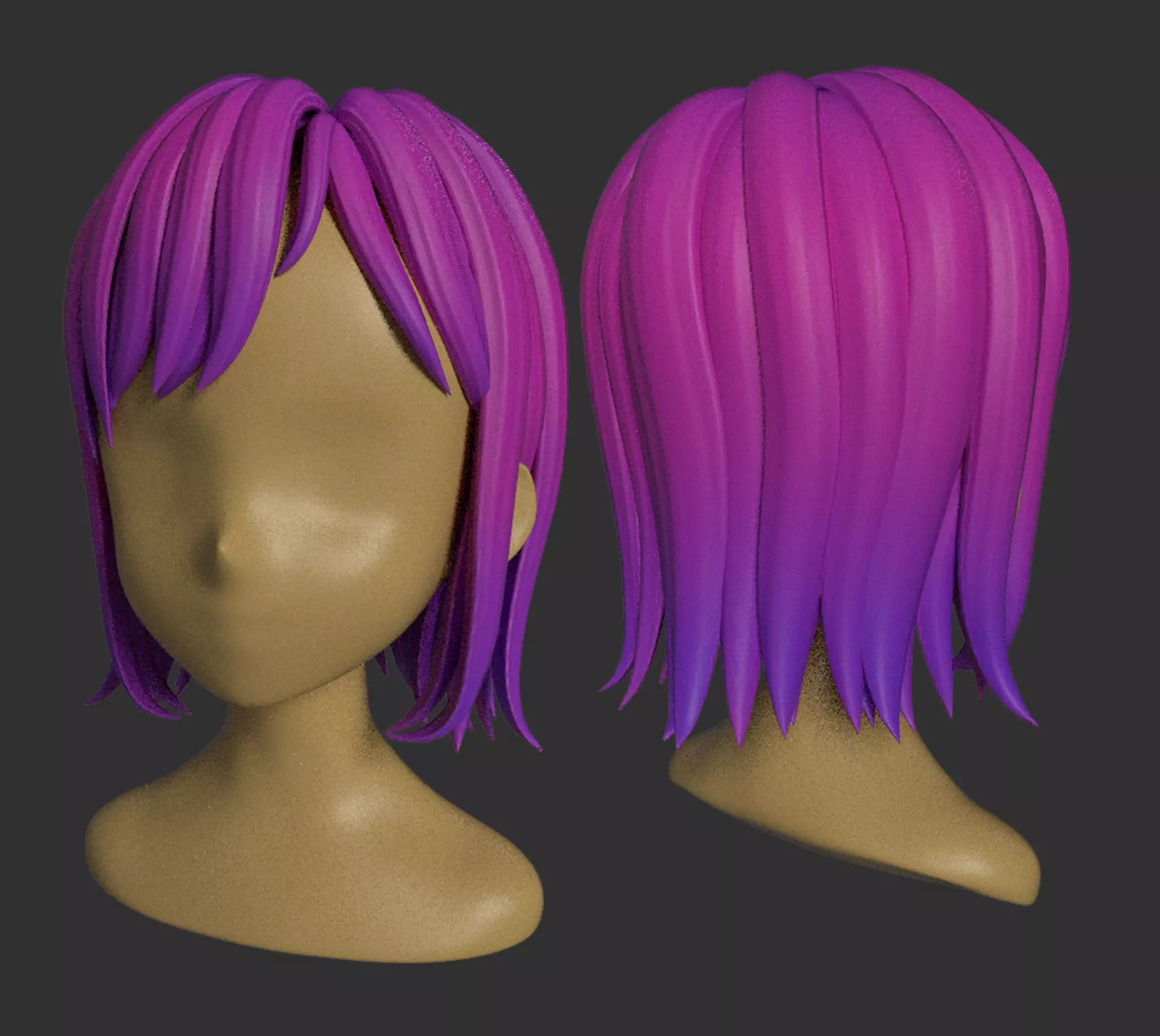 Hair Style Low-poly 3D model_0