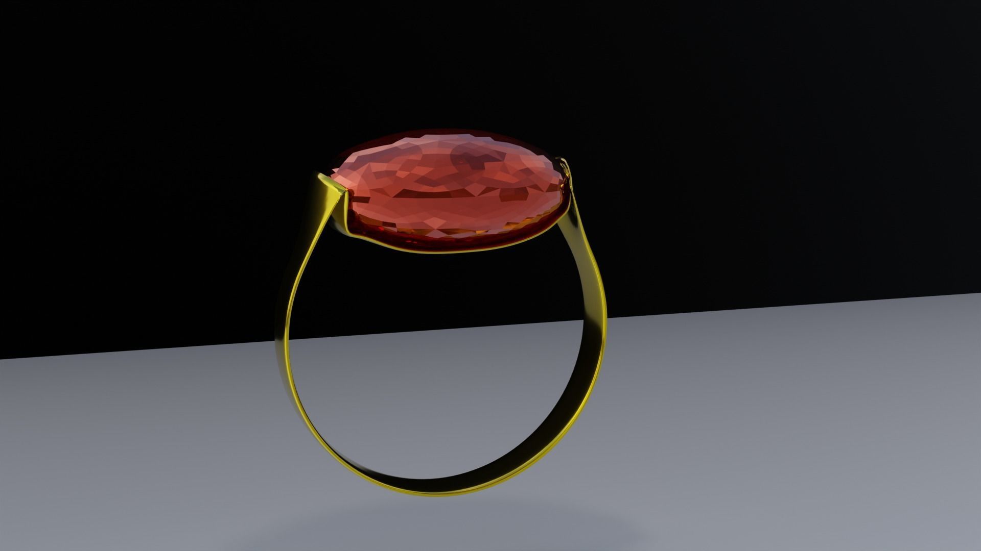 anello oro con rubino rosso       gold ring with red ruby 3D model_3