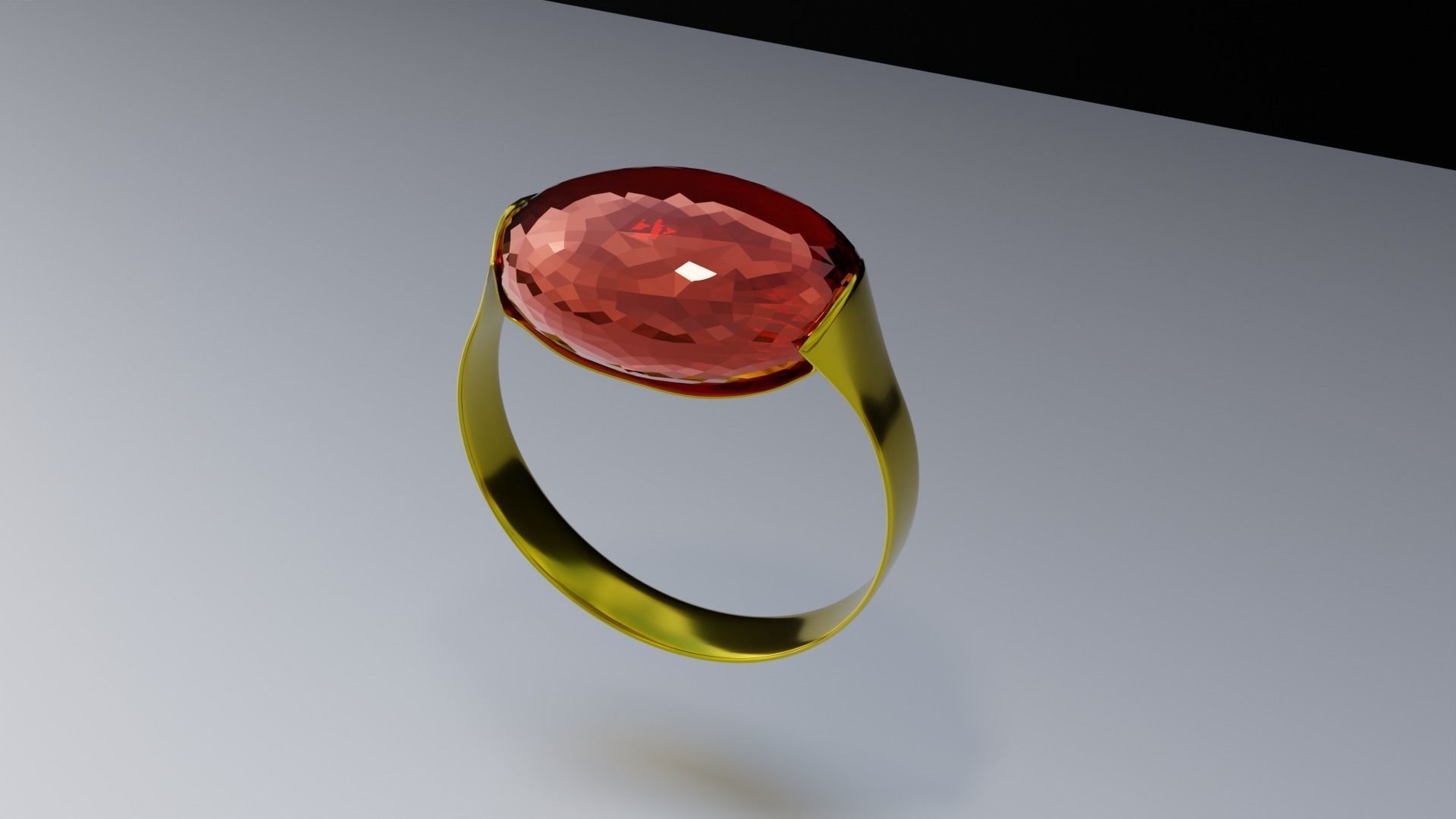anello oro con rubino rosso       gold ring with red ruby 3D model_1