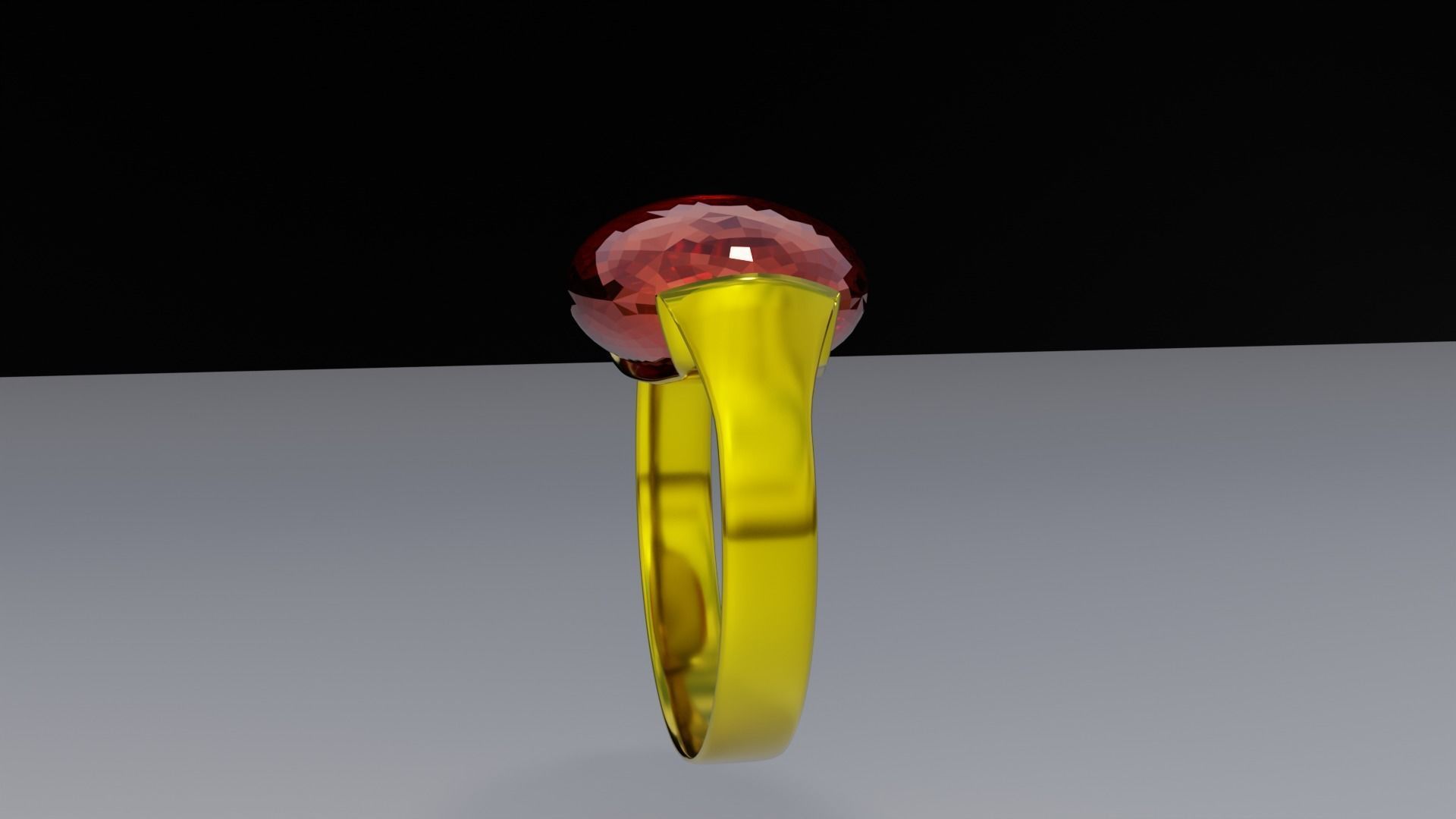 anello oro con rubino rosso       gold ring with red ruby 3D model_5