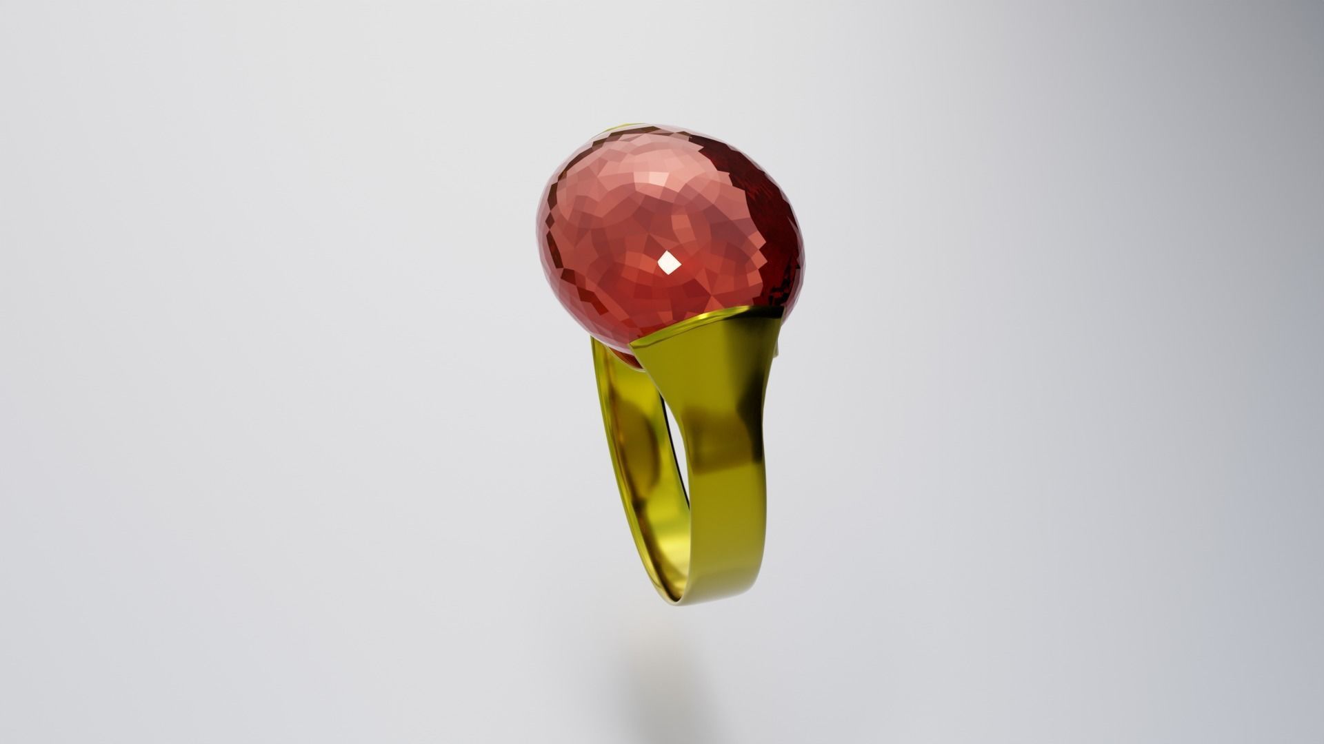 anello oro con rubino rosso       gold ring with red ruby 3D model_2
