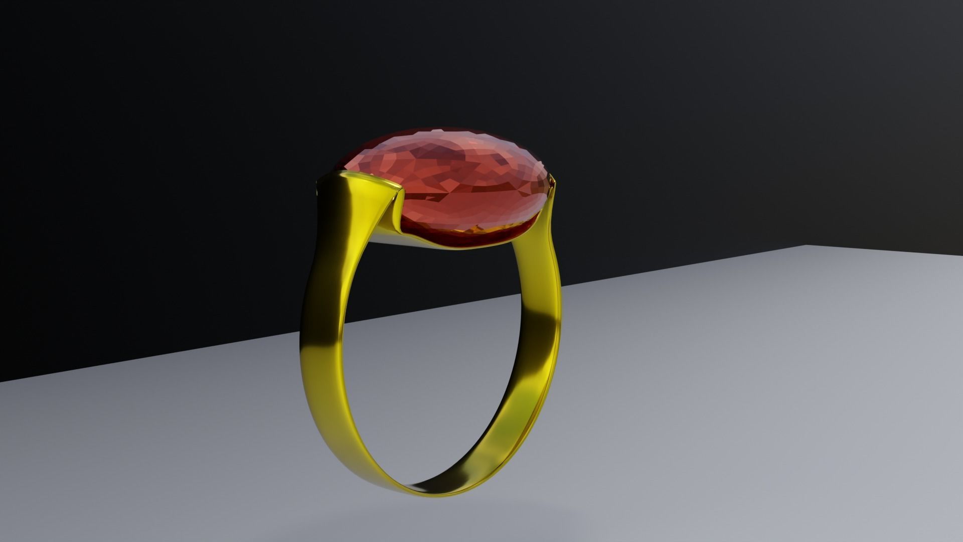 anello oro con rubino rosso       gold ring with red ruby 3D model_4