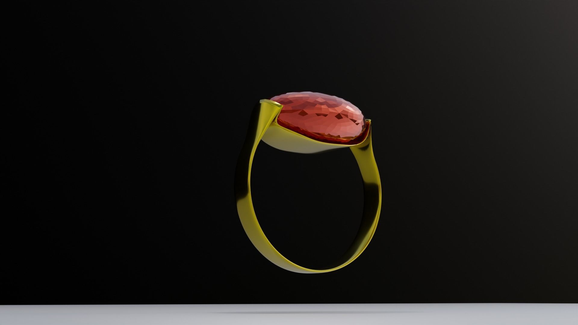 anello oro con rubino rosso       gold ring with red ruby 3D model_7