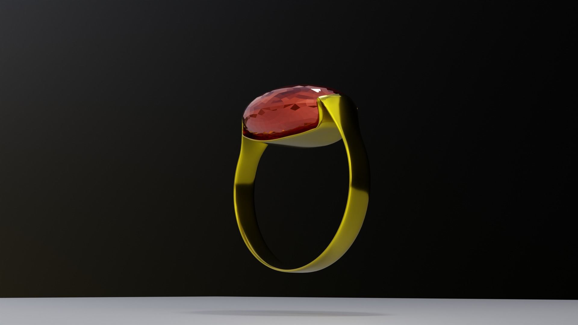 anello oro con rubino rosso       gold ring with red ruby 3D model_8