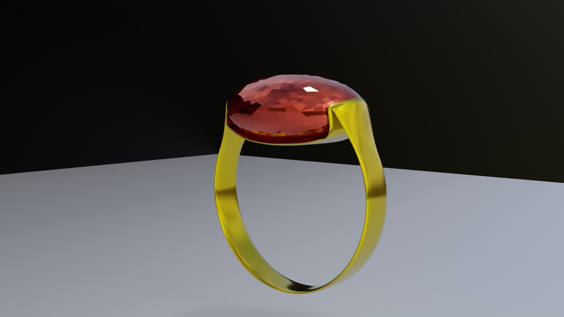 anello oro con rubino rosso       gold ring with red ruby 3D model_6
