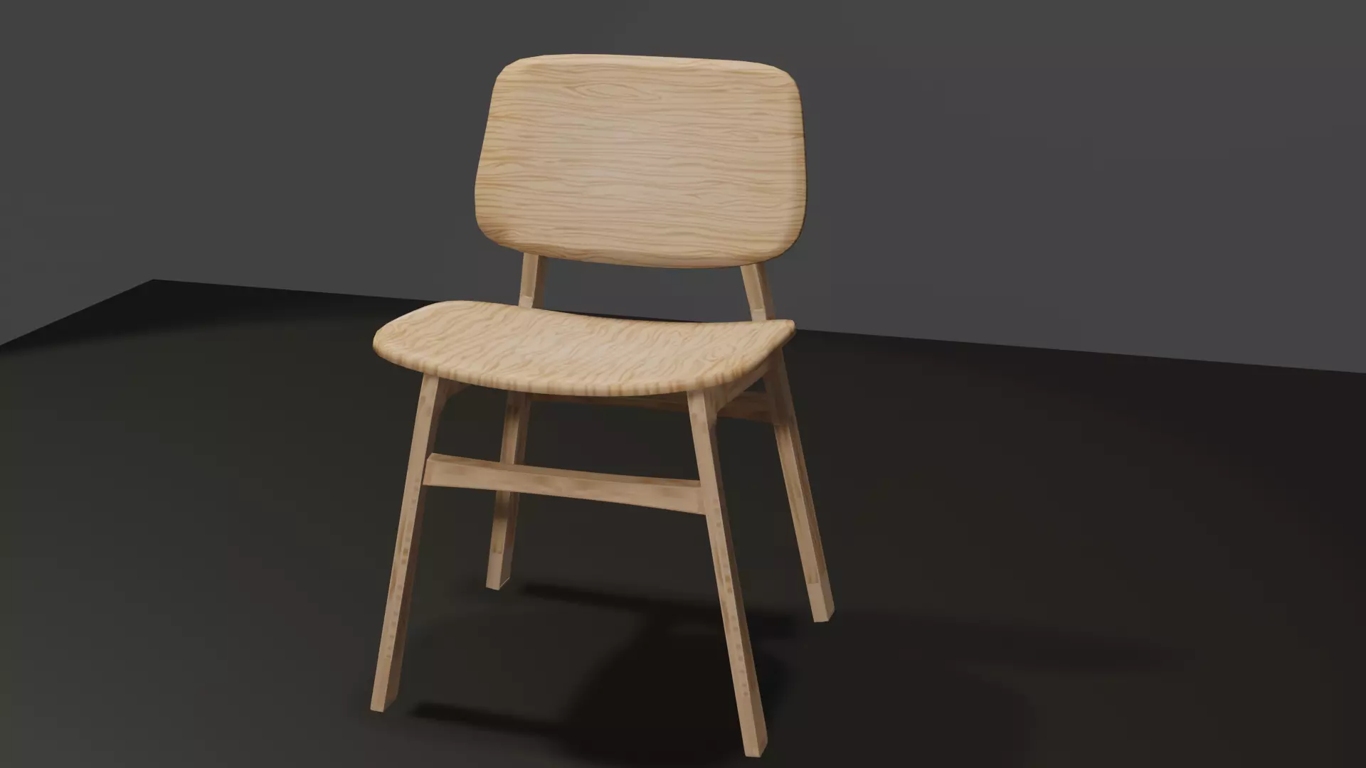 Chair wooden Low-poly 3D model_0