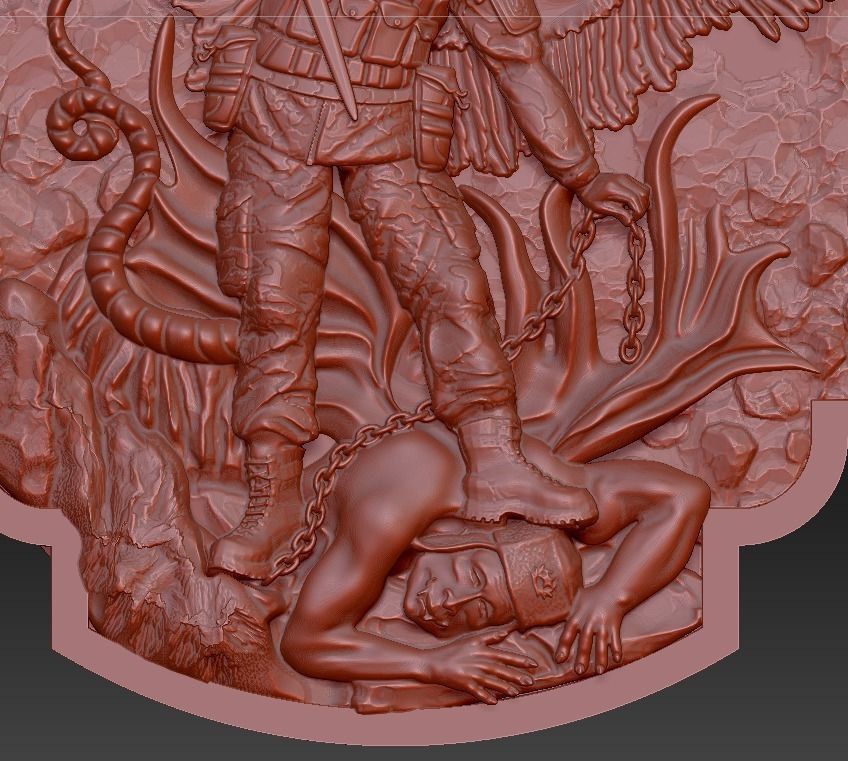 Pendant cross Archangel Michael Ukrainian soldier prayer 3D print model_8