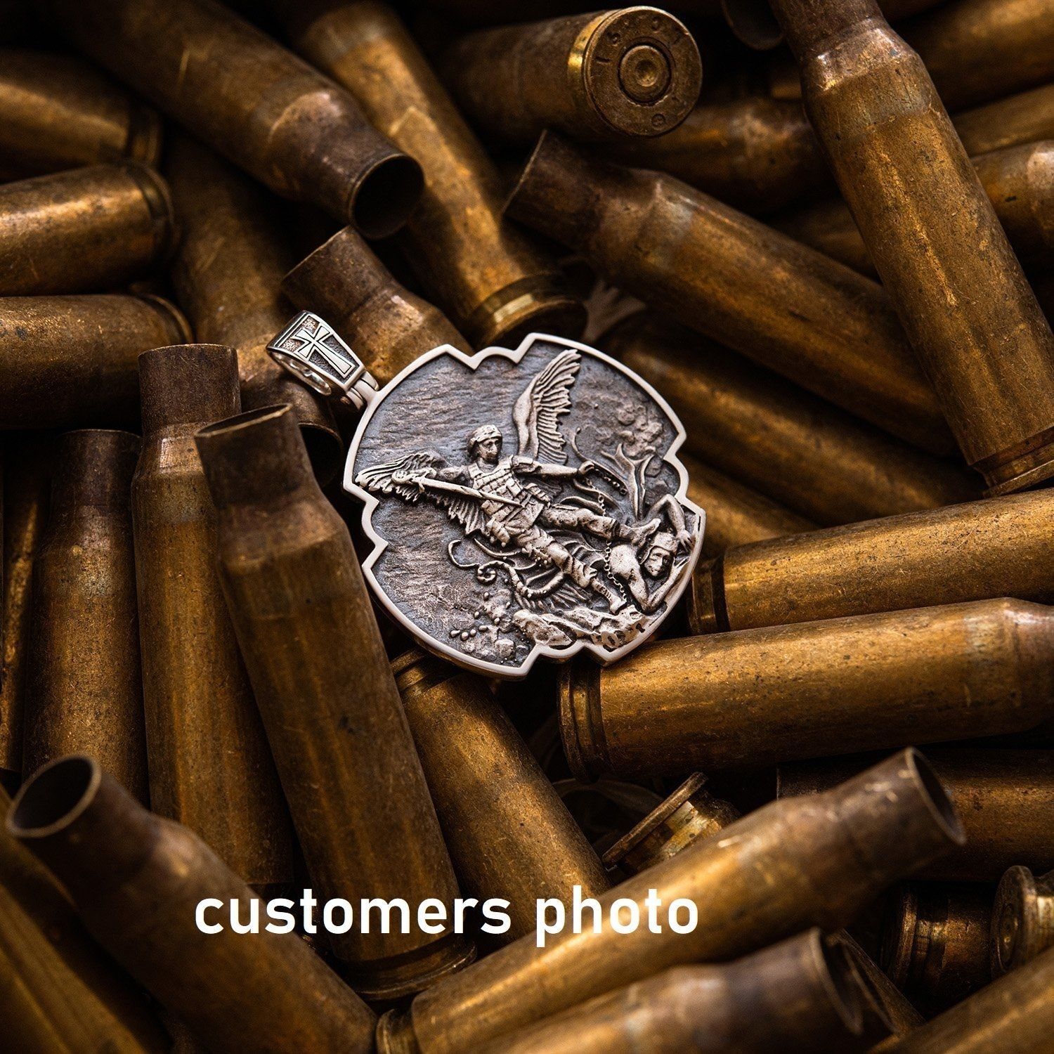 Pendant cross Archangel Michael Ukrainian soldier prayer 3D print model_12