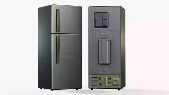 Fridge game ready PBR refrigerator and freezer Low-poly 3D model