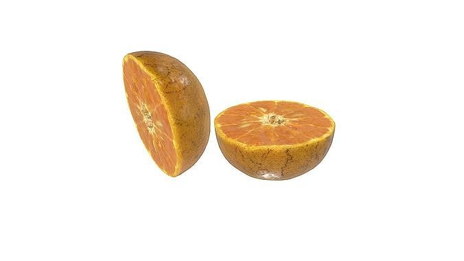 Orange cut half style 1 Low-poly 3D model 3
