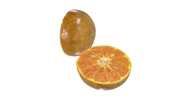 Orange cut half style 1 Low-poly 3D model 2