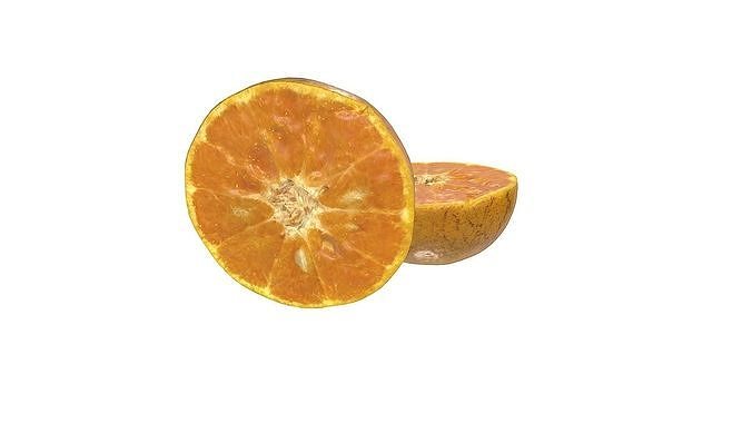 Orange cut half style 1 Low-poly 3D model 4