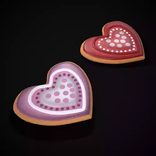 Heart within a Heart Cookie Low-poly 3D model