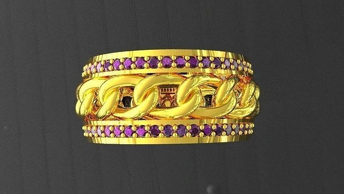 Cuban link chain rings 3D print model