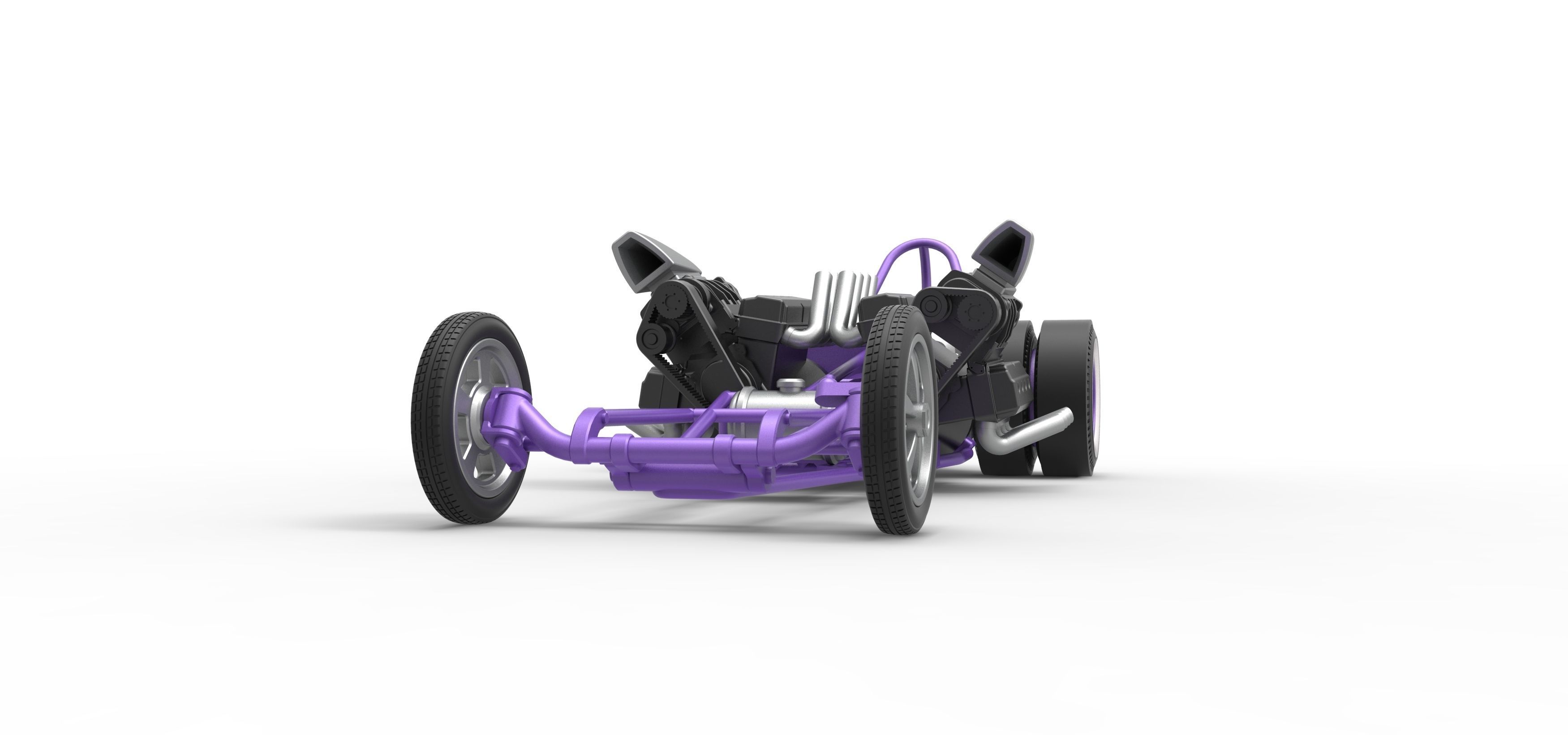 Front engine old school dragster with 2 V8 Scale 1 to 25 3D print model_5