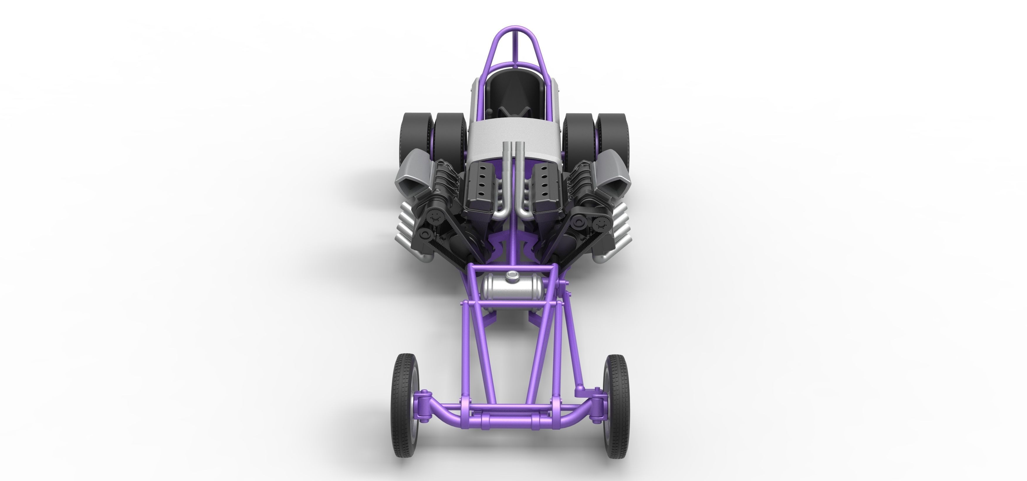 Front engine old school dragster with 2 V8 Scale 1 to 25 3D print model_6