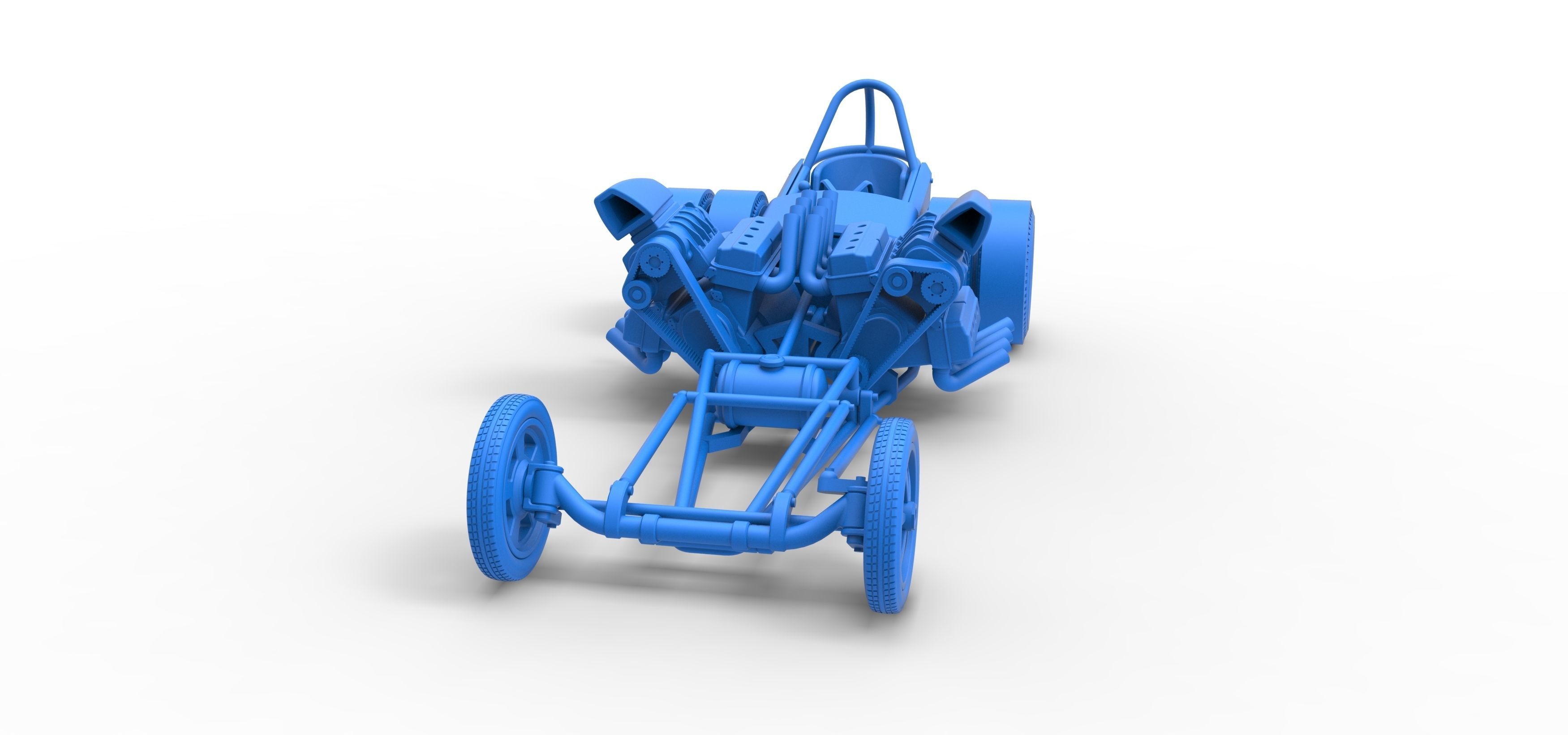 Front engine old school dragster with 2 V8 Scale 1 to 25 3D print model_18