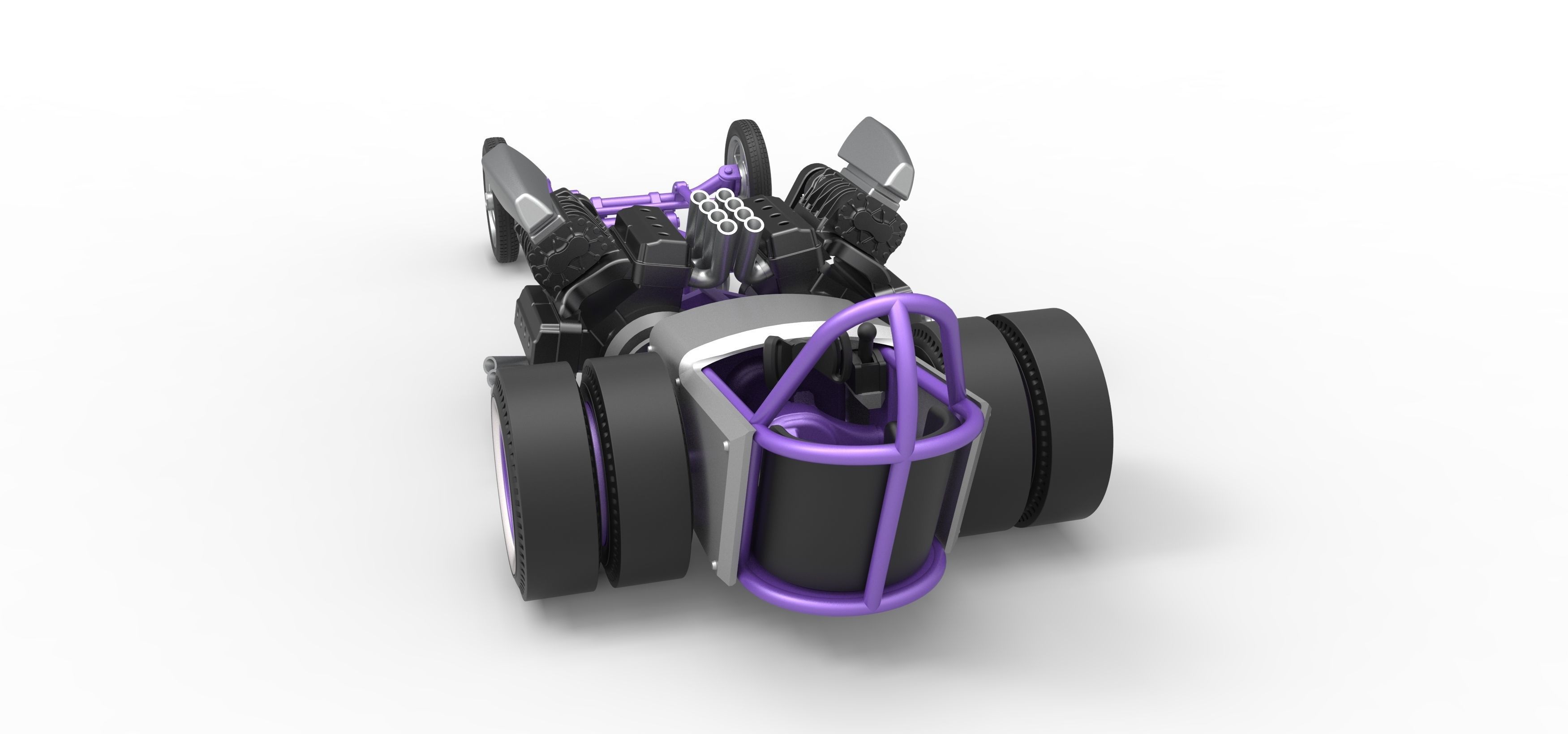 Front engine old school dragster with 2 V8 Scale 1 to 25 3D print model_12